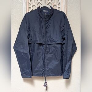 Lands' End Windbreaker Navy Full Zip Mesh Lined Mens Small 34-36 Outdoor Fishing